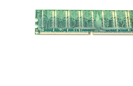 Close up computer ddr one memory ram on white background with space for your text