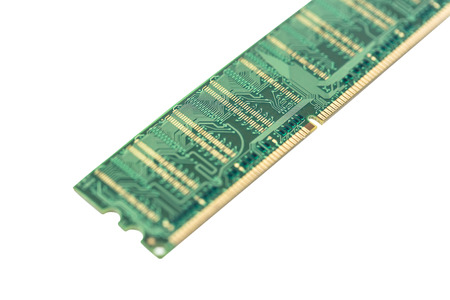 Close up computer ddr one memory ram on white backgroundの写真素材