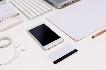 Close up modern office object put on business desk.の写真素材