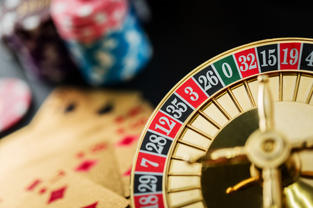 Roulette wheel gambling in a casino table.の写真素材