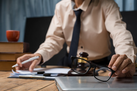 Business lawyer man person working in the office.の写真素材
