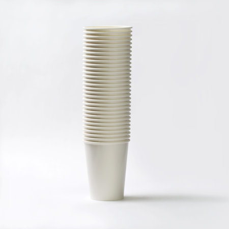Thai paper coffee cup on white background.