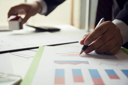 Real estate deal and long term investment portfolio for business, leasing and joint ventures in the future between the asian business community.の写真素材