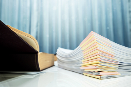 Business accounting paperwork for present with diagram display on office desk table.の写真素材