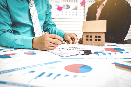 Home Brokerage offers home purchase paperwork and loans from the Government Housing Bank.の写真素材