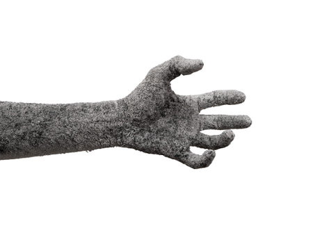 Monster zombie hand cinder isolated on white blackground.