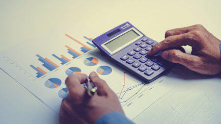 Businessman Asian people individual checking income tax form financial paper document at office.