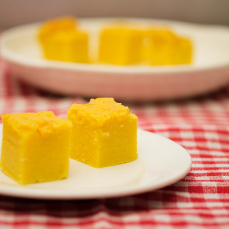 Malaysia's local food , kuih bingka  manis shoots indoors with flash