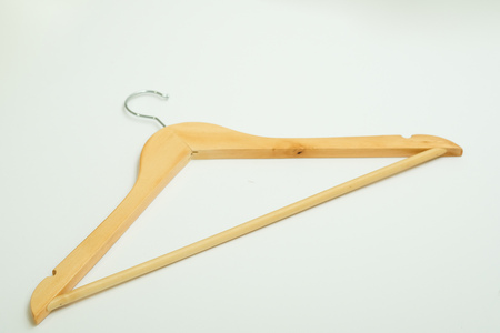 Wooden Hanger shot on isolated white background.の写真素材