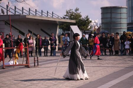 SEOUL, SOUTH KOREA - 23th March 2019 : Cultural performance performed by artist in Namsan Towerのeditorial素材