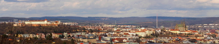 Panorama of the city brno, historical center, churches, South Moravia, Czech Republicの写真素材