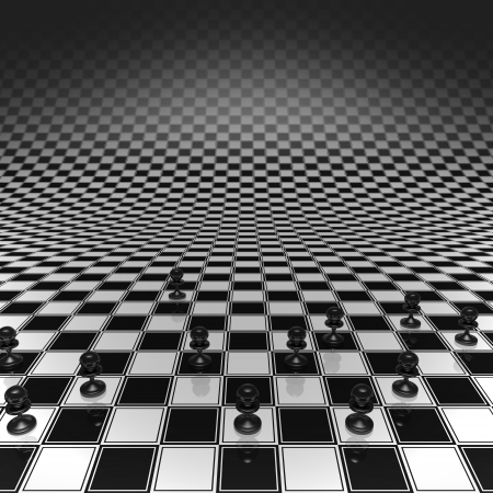 Set pawns on a chessboard infinitely largeの写真素材