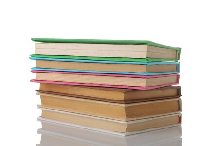 Stack of books on a white isolated background. Old books. Education. school. studyの写真素材