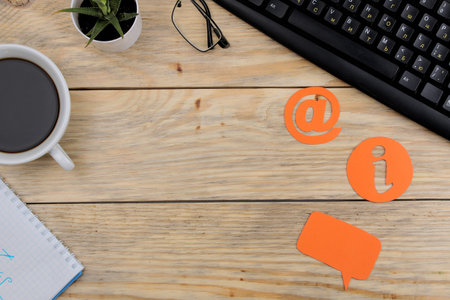 client support service. Contact us for feedback. desktop with notepad and various feedback icons....