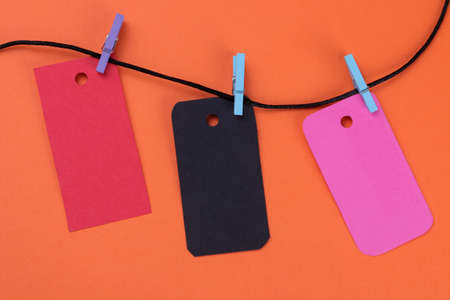Black Friday. The concept of shopping. sale. Price tag sale on an orange background. view from aboveの写真素材