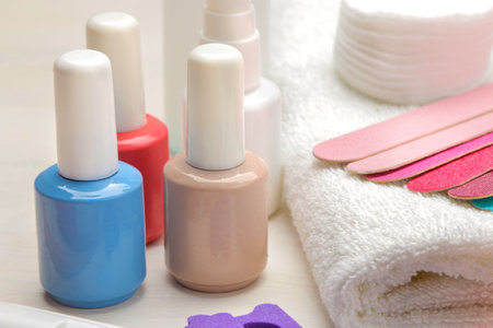Tools for manicure and pedicure nail polishes and files,の写真素材