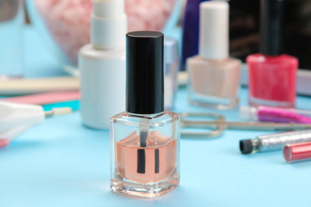 Cuticle oil, close-ups and nail care itemsの写真素材