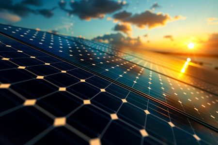 solar panels solar panels production of green environmental energy. close-upの素材