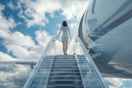 beautiful girls flight attendants rush to get rice at the airportの素材