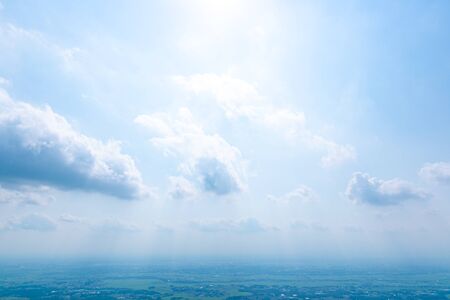 Angelâs Ladder that is inserted thinly, the plain that spreads out thereの写真素材