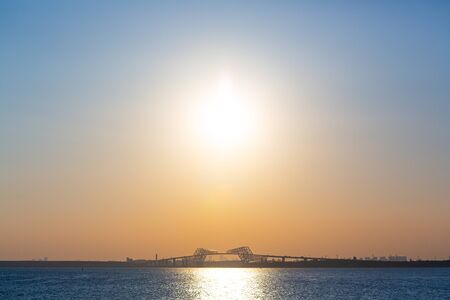 Tokyo Gate Bridge and the sunの写真素材