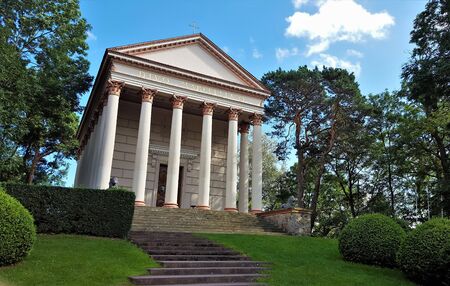 Capture of church - mausoleum of st. marcelin at rogalin village palace and monumental oaks park.のeditorial素材