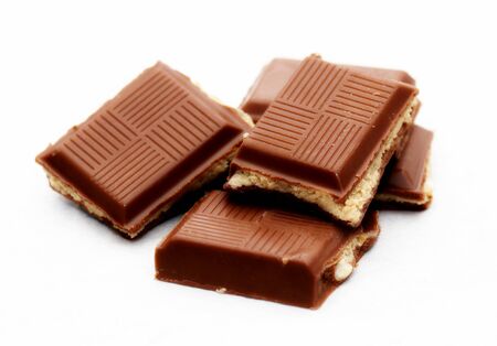 chocolate bars on a white backgroundの写真素材