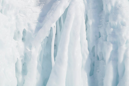 Rocks covered with ice on Lake Baikalの写真素材