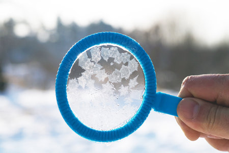 Soap bubbles freeze outside in the coldの写真素材