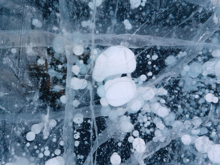 Gas bubbles in the ice of Lake Baikal