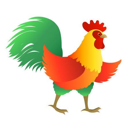 Funny fire rooster isolated illustration. New year 2017 symbolのイラスト素材