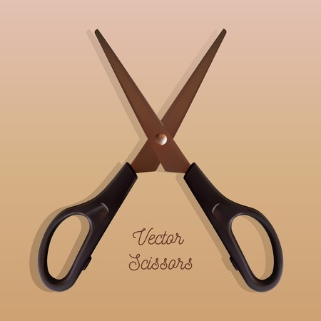 Black vector scissors realistic illustrationのイラスト素材