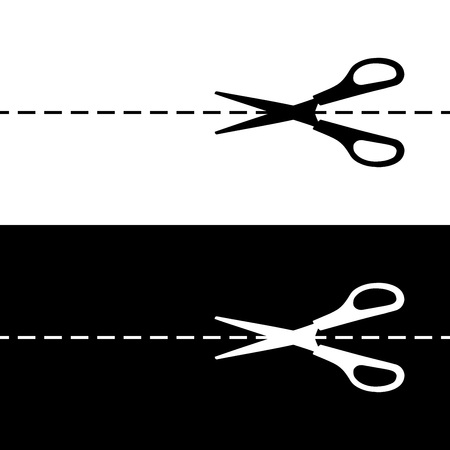 Vector scissors set. Black and white silhouettes. Icons.のイラスト素材