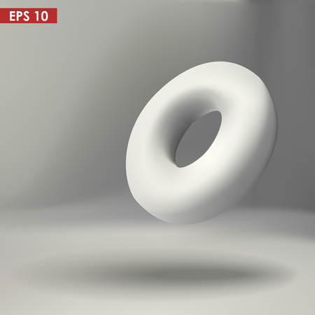 3d torus vector illustration. Realistic in white colorのイラスト素材