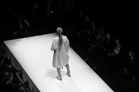 Models on the catwalk during the fashion showの写真素材