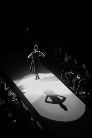 Models on the catwalk during the fashion showの写真素材