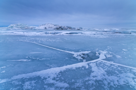 cold winter morning on the lakeの写真素材