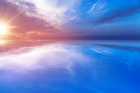 the simulated reflection of the sun's dawn / bright background sceneryの写真素材