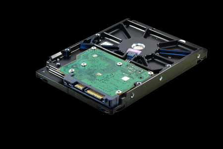 old PC hard drive / hard drive snapshot from chip sideの写真素材