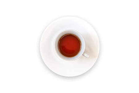 classic tea white Cup top view / Cup with saucer black teaの写真素材