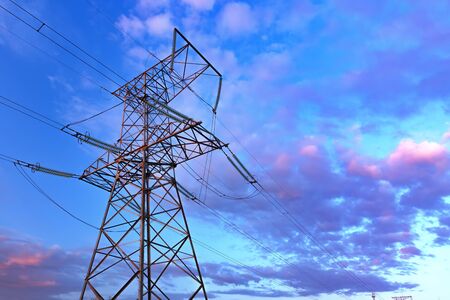 power line in the sunlight / bright abstract photo of the industrial zoneの写真素材