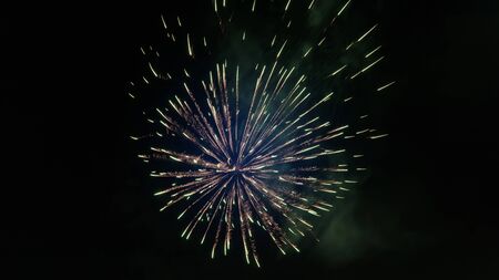 bright fireworks against a night sky / fireworks night photoの写真素材