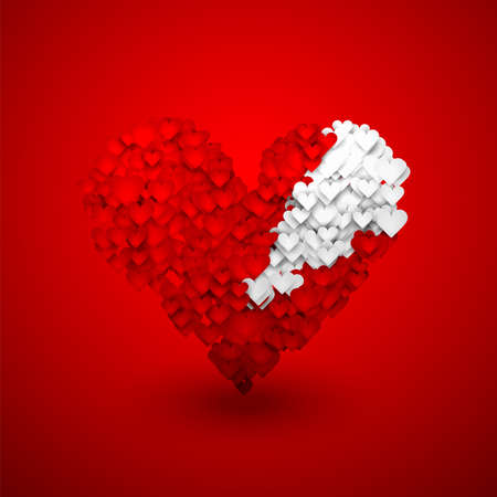 abstract background illustration , a heart consisting of heartsの写真素材