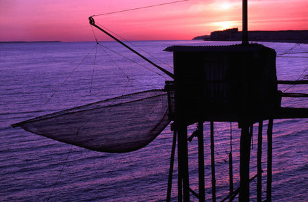 Cabin of sinner on stilt in the estuary of the Gironde - Franceの写真素材