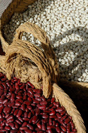 wicker basket with vegetablesの写真素材
