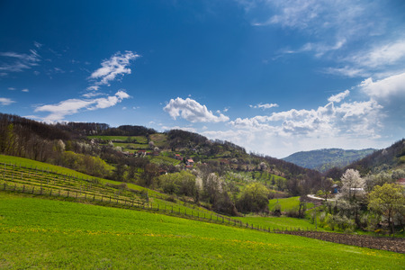 Mountain landscape in springの写真素材