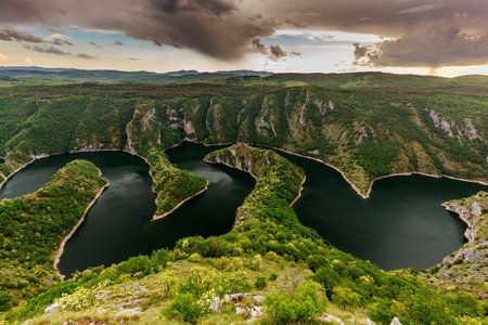 Wonderful canyon with the curving river. Special Reserve of Natureの写真素材