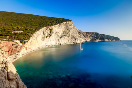 Porto Katsiki beach at Lefkada island, Greece. Porto Katsiki, best beach in Greeceの写真素材