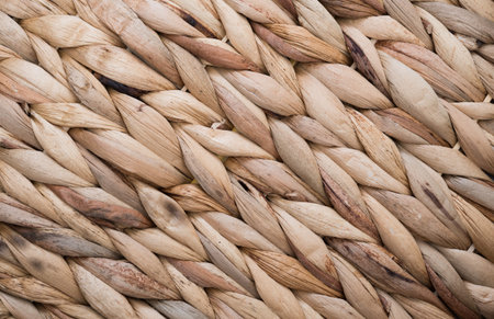 Wicker wooden basket texture, traditional wicker backgroundの写真素材