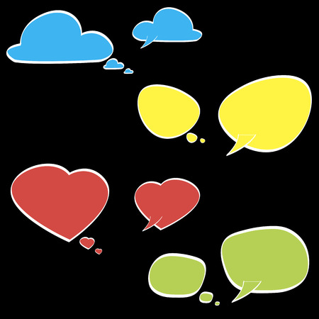 Speech bubbles set - cloud, heart, oval and squareのイラスト素材